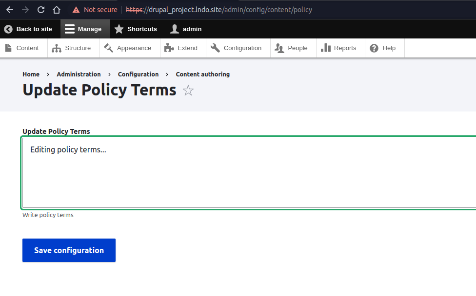Editing site policies