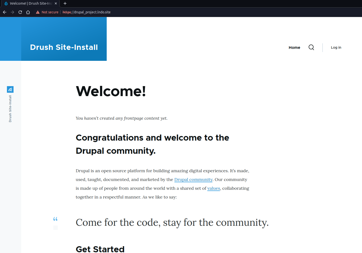 Drupal initial screen shoot